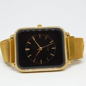 QRTZ No.10149 Mesh Band Black Dial Quartz Analog Women's Watch New Battery